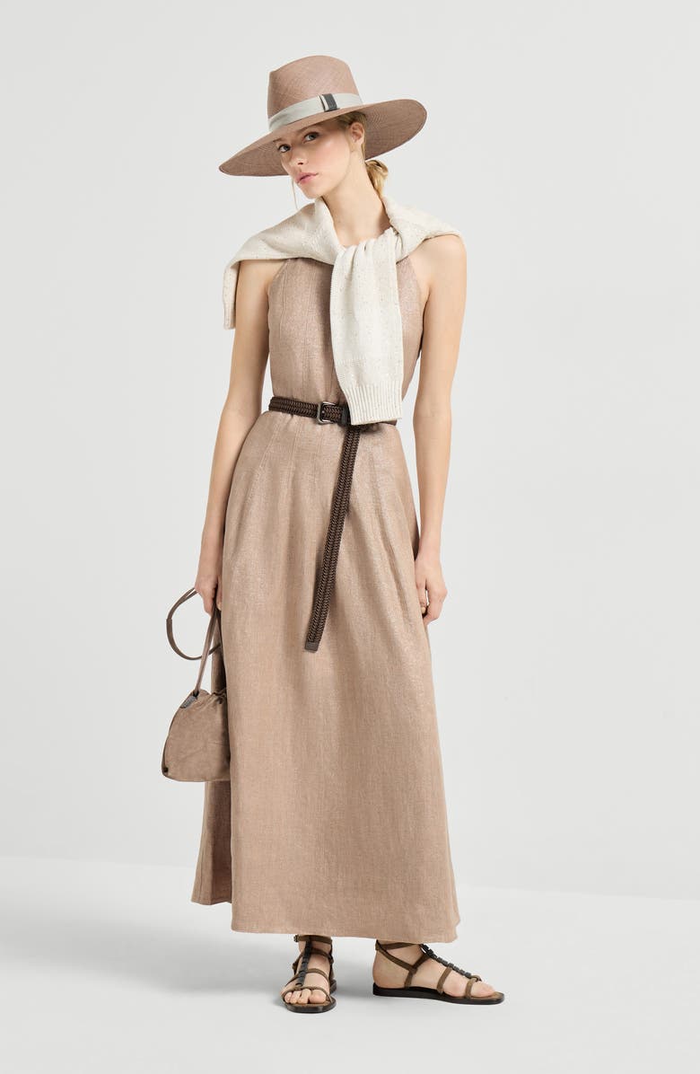 Brunello Cucinelli Sparkling twill dress, Alternate, color, Antique Pink