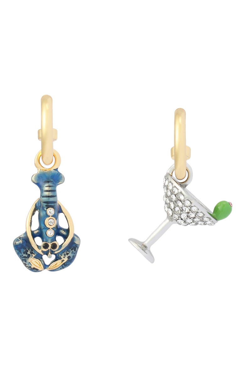 Pavé Lobster & Martini Mismatch Drop Earrings, Main, color, BLUE MULTI