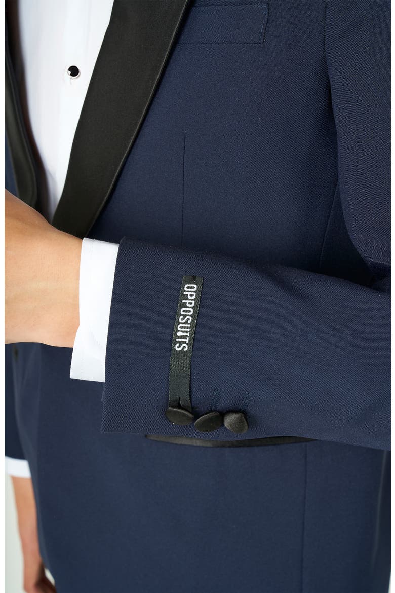 Kids' Midnight Blue Two-Piece Tuxedo Suit with Bow Tie, Alternate, color, NAVY