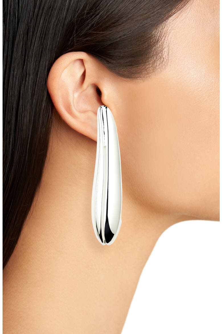 Elongated Wave Drop Clip-On Earrings, Alternate, color, LIGHT SILVER