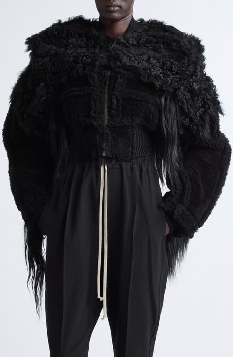 Genuine Shearling and Goat Hair Bomber Jacket