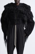 Rick Owens Genuine Shearling and Goat Hair Bomber Jacket