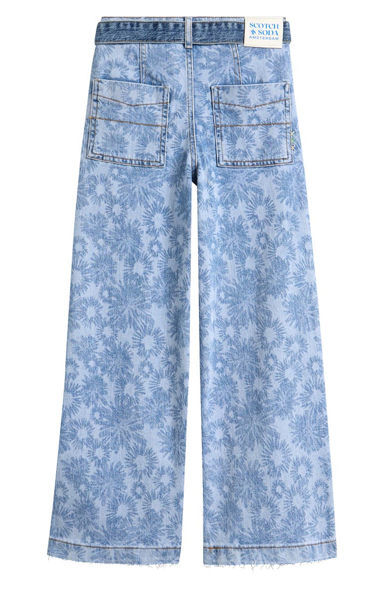 Scotch & Soda Kids' The Wave Floral Wide Leg Denim Jeans, Alternate, color, Abstract Flora