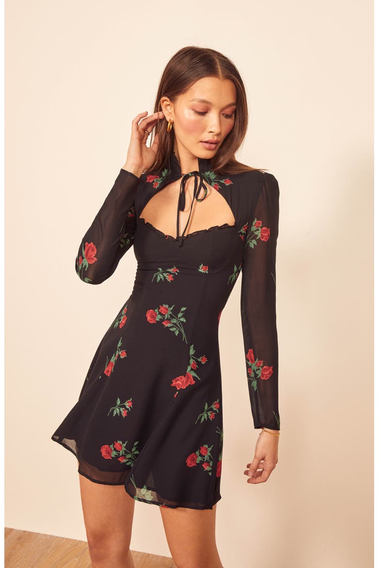 Vivianne Long Sleeve Minidress, Alternate, color, ROCHELLE