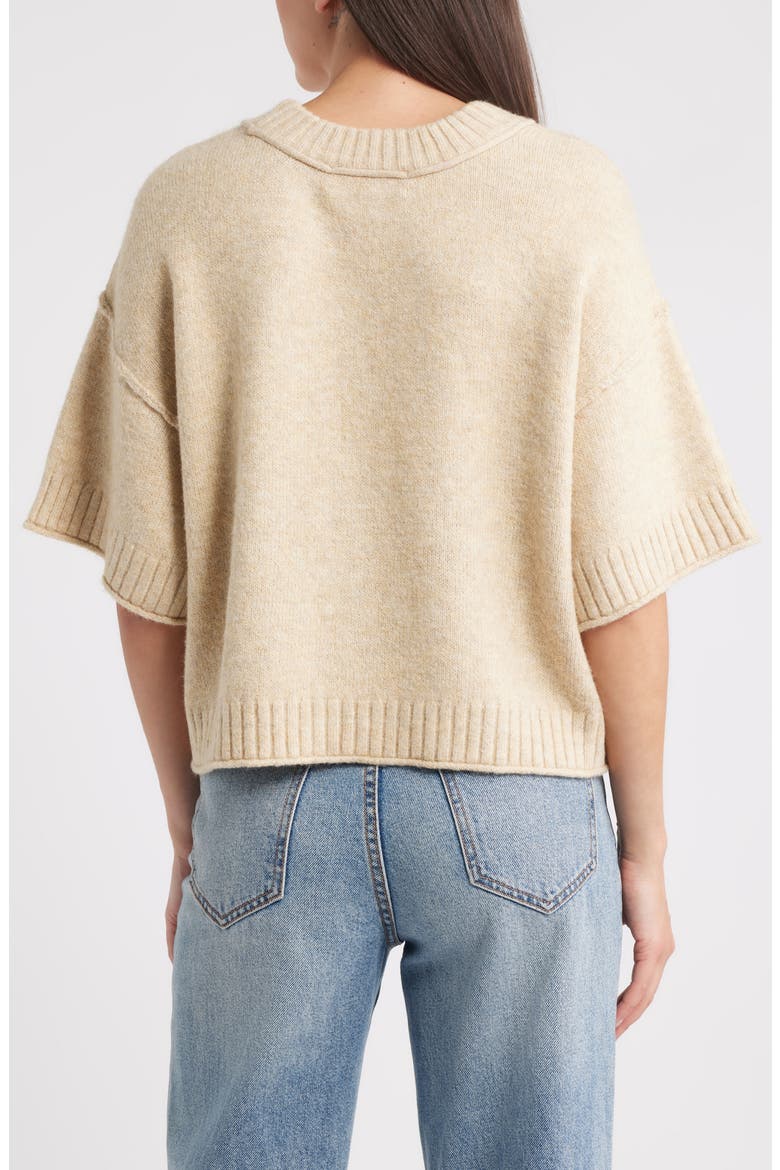Broome Crop Short Sleeve Sweater, Alternate, color, KHAKI