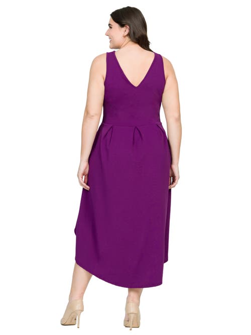 24seven Comfort Apparel High Low Party Dress With Pockets In Purple
