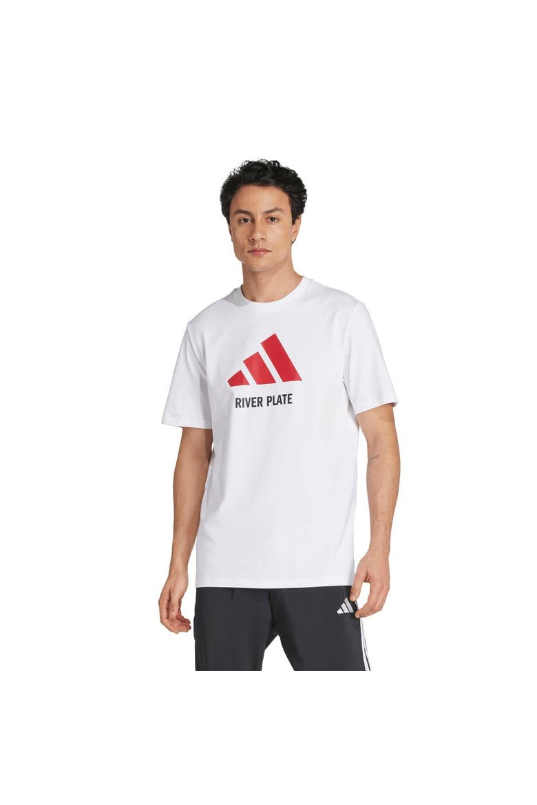Men's adidas  White Club Atlético River Plate Three-Stripes Wordmark T-Shirt, Main, color, White