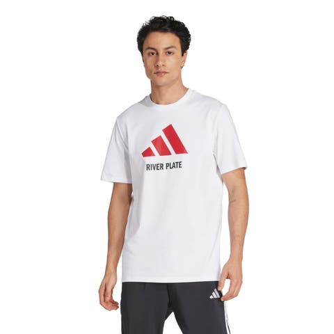 Men's adidas  White Club Atlético River Plate Three-Stripes Wordmark T-Shirt
