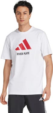 adidas Men's adidas  White Club Atlético River Plate Three-Stripes Wordmark T-Shirt