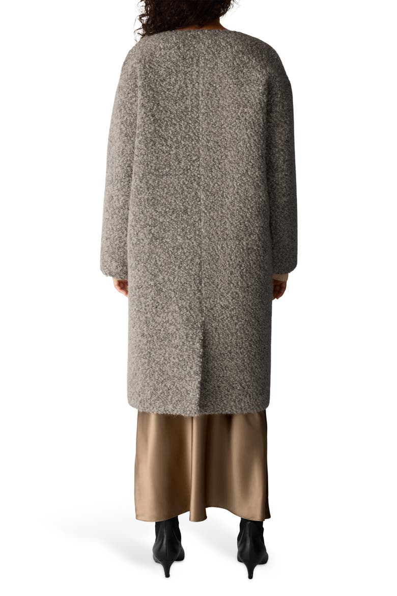 Round Neck Alpaca & Wool Blend Coat, Alternate, color, TWINE