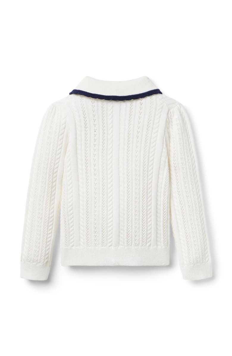 Janie and Jack Pointelle Scalloped Trim Cardigan, Alternate, color,