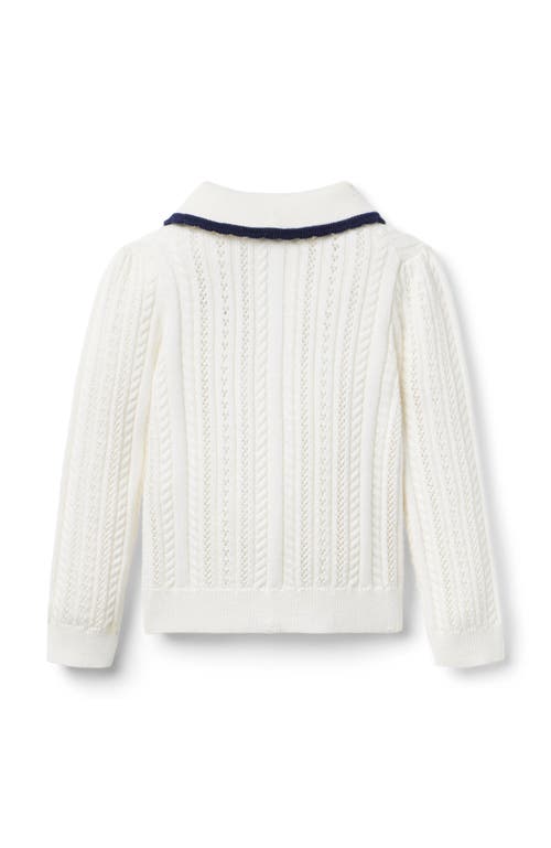 Janie And Jack Pointelle Scalloped Trim Cardigan In Neutral