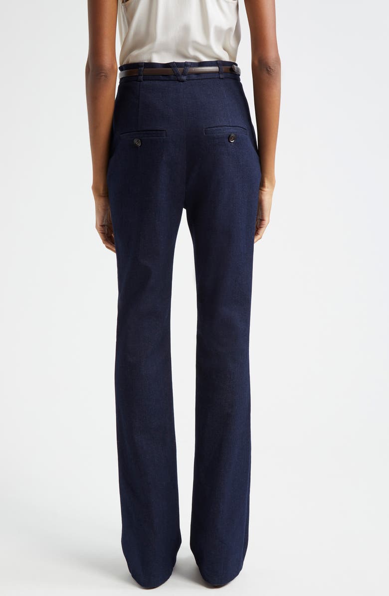 Veronica Beard Gracie High Waist Pintuck Pleat Belted Jeans, Alternate, color, Midnight Wash