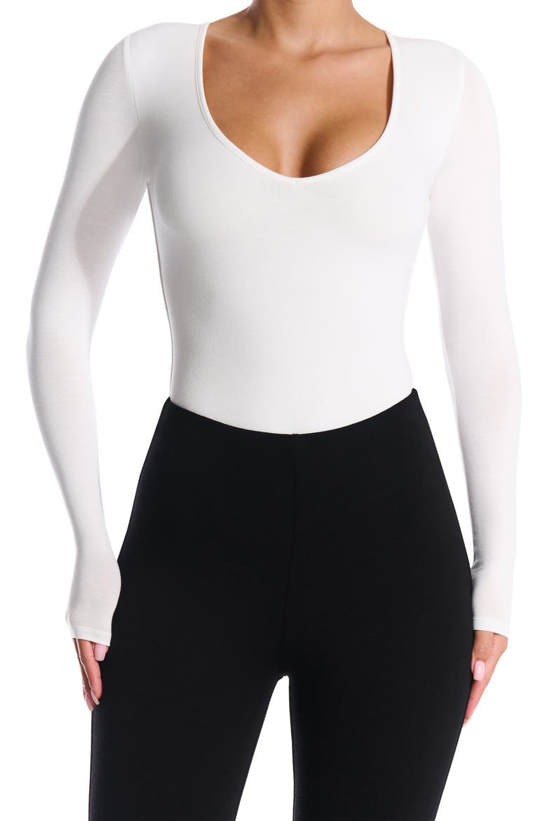 NW Deep V Bodysuit, Main, color, WHITE