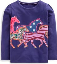 Mini Boden Kids' Puff Sleeve Applique T-Shirt