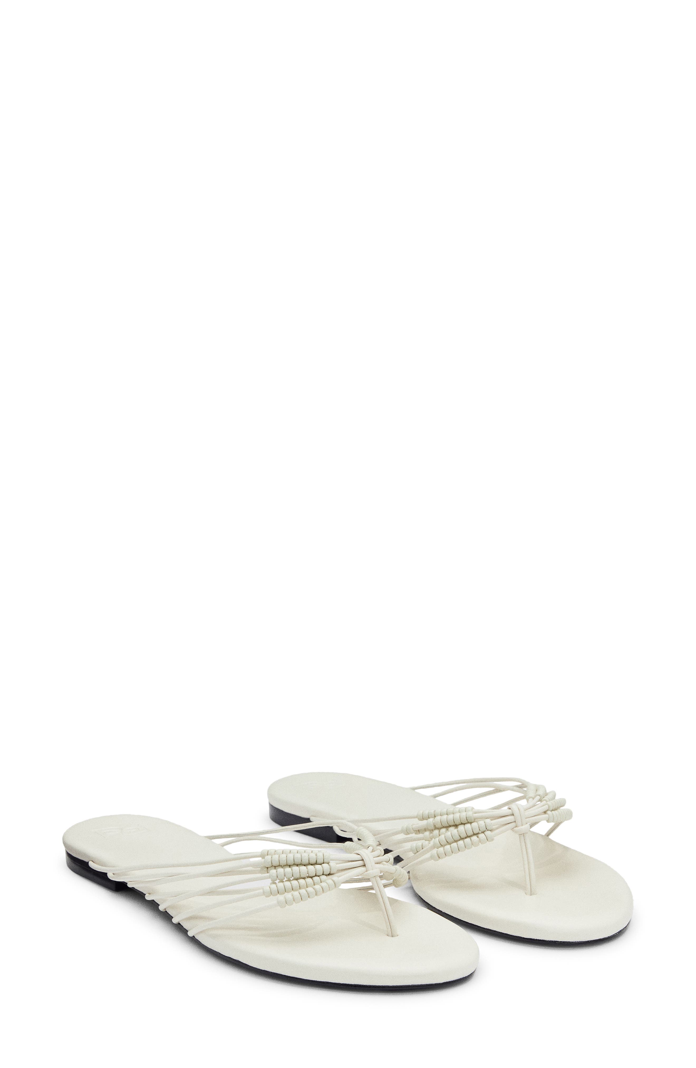 Reformation Jessica Flat Thong Sandal, Main, color, White Leather