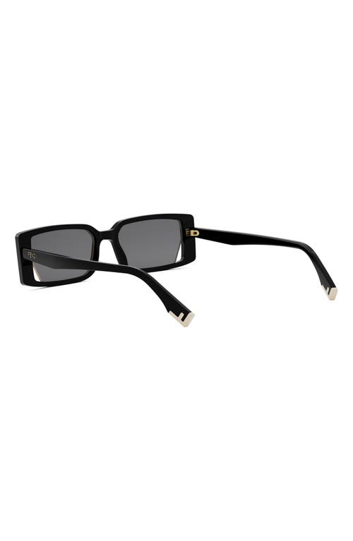 Fendi Way Rectangular Sunglasses, 53mm In Shiny Black/smoke