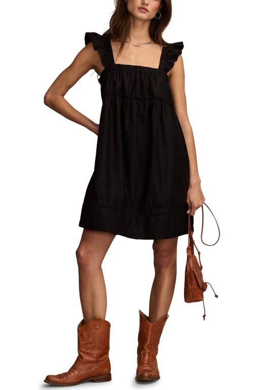 Lucky Brand Ruched Flutter Minidress In Black