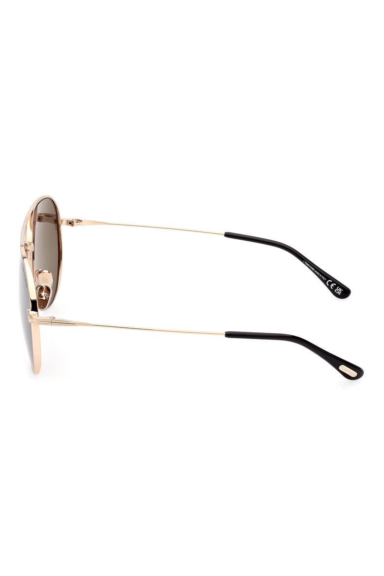 62mm Mirrored Pilot Sunglasses, Alternate, color, SHINY ROSE GOLD / SMOKE