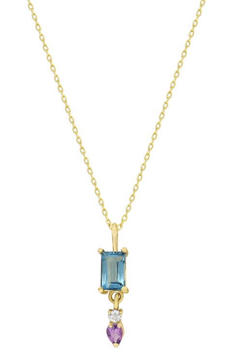 Color 14K Gold Mixed Stone Pendant Necklace