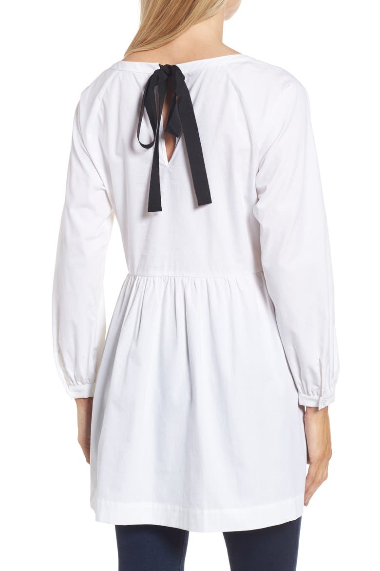 Tie Back Poplin Tunic, Alternate, color, WHITE