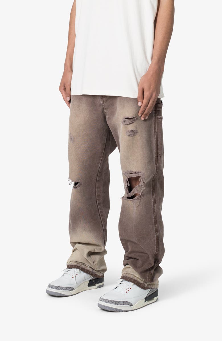 mnml Ultra Baggy Ripped Work Pants, Alternate, color, Brown