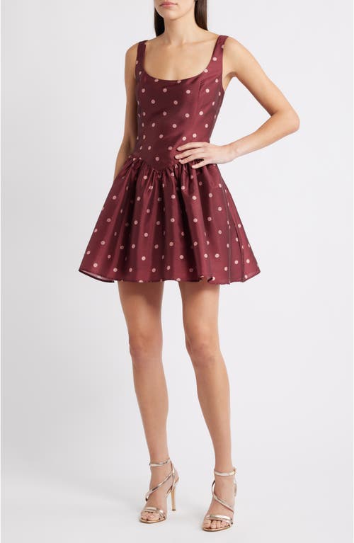 Hutch Soleil Polka Dot Cocktail Minidress In Red