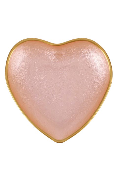 Baroque Glass Pink Heart Cocktail Plate