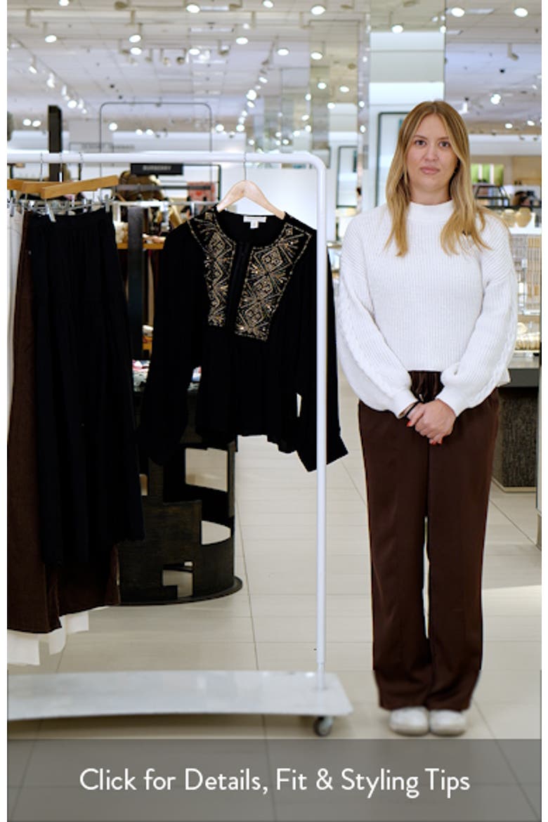 Metallic Embroidered Split Neck Top video