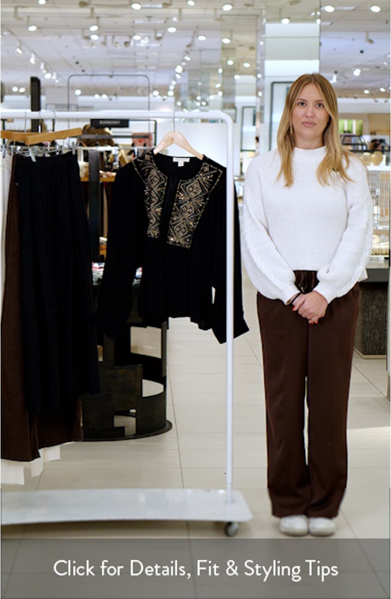 Metallic Embroidered Split Neck Top, sales video thumbnail