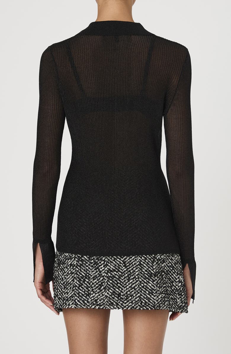 French Connection Metallic Collared Cardigan, Alternate, color, Black