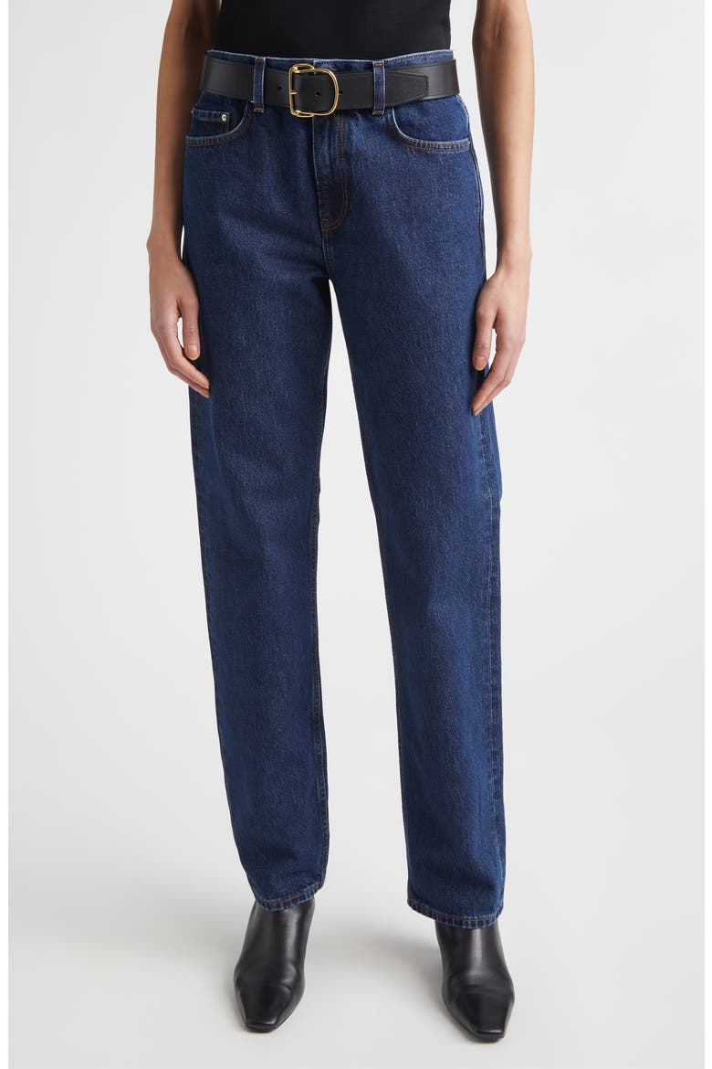 Low Rise Organic Cotton Denim Straight Leg Jeans, Main, color, INDIGO