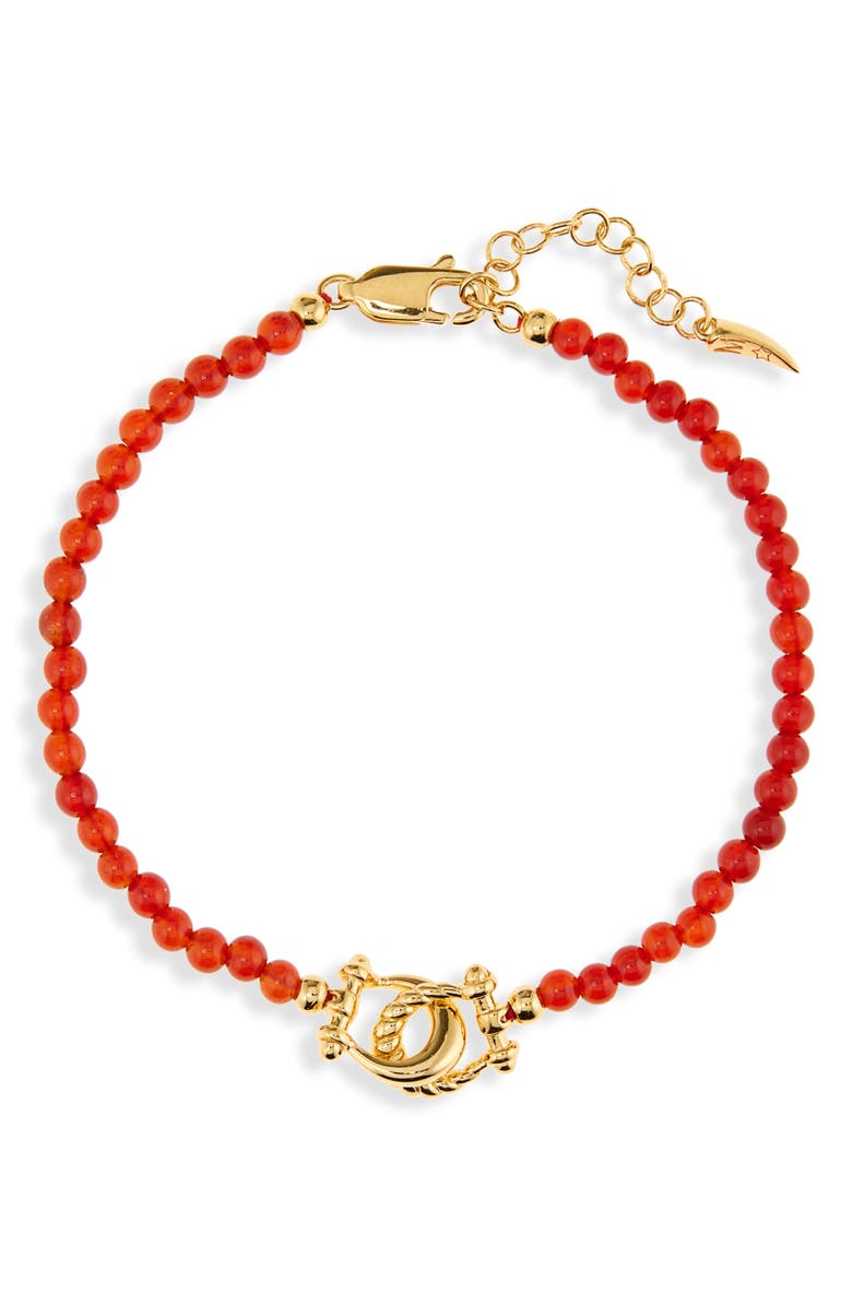 Missoma Lunar Year Horseshoe & Red Onyx Bead Bracelet, Main, color, Gold/Red