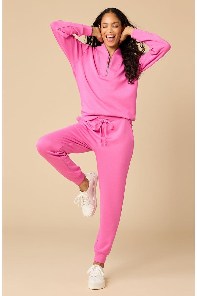 Athleisure DreamTech 1/4 Zip Jogger Set, Alternate, color, Fuchsia