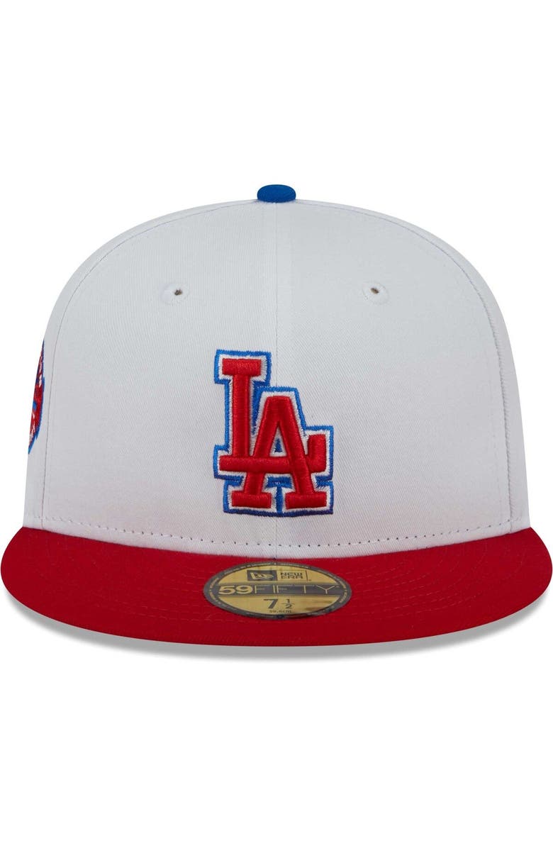 New Era Men's New Era White/Red Los Angeles Dodgers Undervisor 59FIFTY Fitted Hat, Alternate, color, White