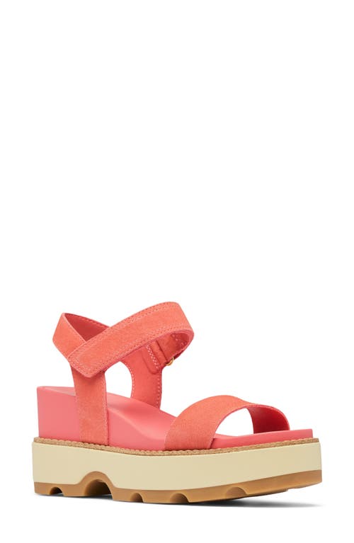 Sorel Joanie Iv Y Strap Wedge Sandal In Coral Blossom/gum