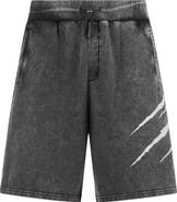 PLEIN SPORT Washed Shorts Crackle Scratch Men