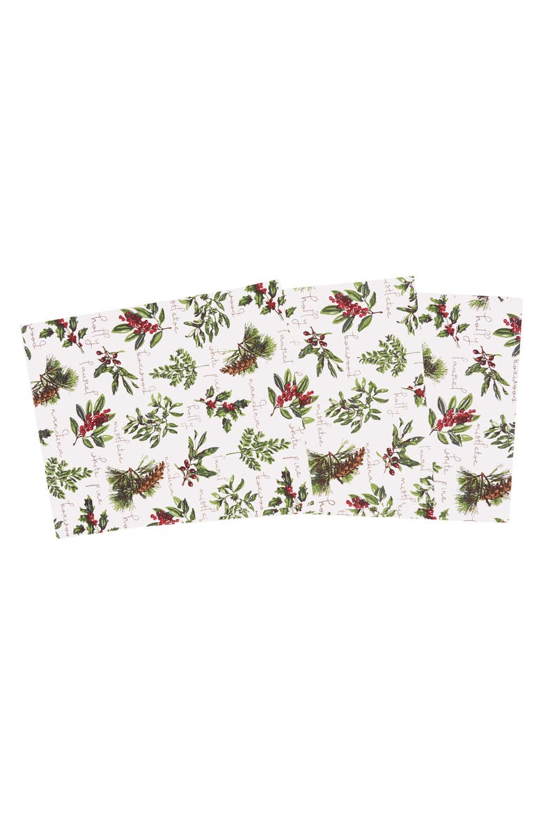 Winter Holly Berries Sprigs 100% Cotton Christmas Table Runner 13" x 72", Main, color, Green