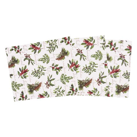 Winter Holly Berries Sprigs 100% Cotton Christmas Table Runner 13" x 72"