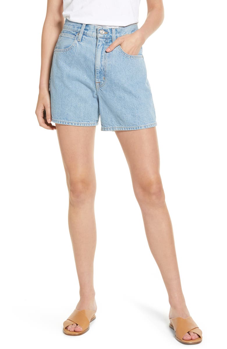 SLVRLAKE Walker High Waist Denim Shorts, Main, color, Clear Skies