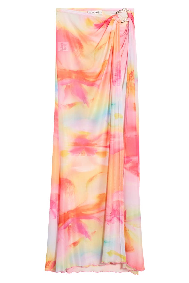 Sheer Mesh Cover-Up Maxi Skirt, Alternate, color, FRANGIPANI SWIRL