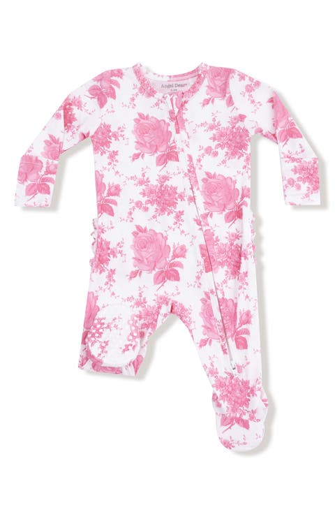 Vintage Rose Ruffle Zip Footie (Baby)