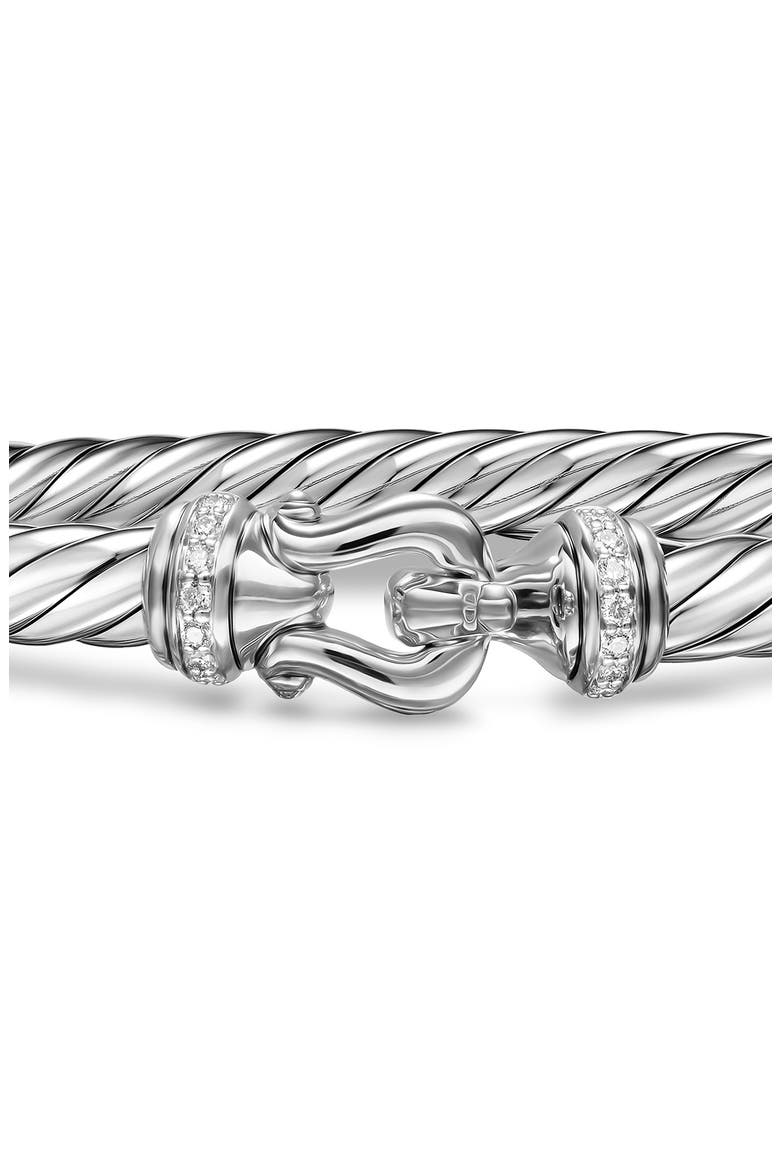 Buckle Cablespira® Bracelet in Sterling Silver with Diamonds, 6mm, Alternate, color, SILVER PAVE