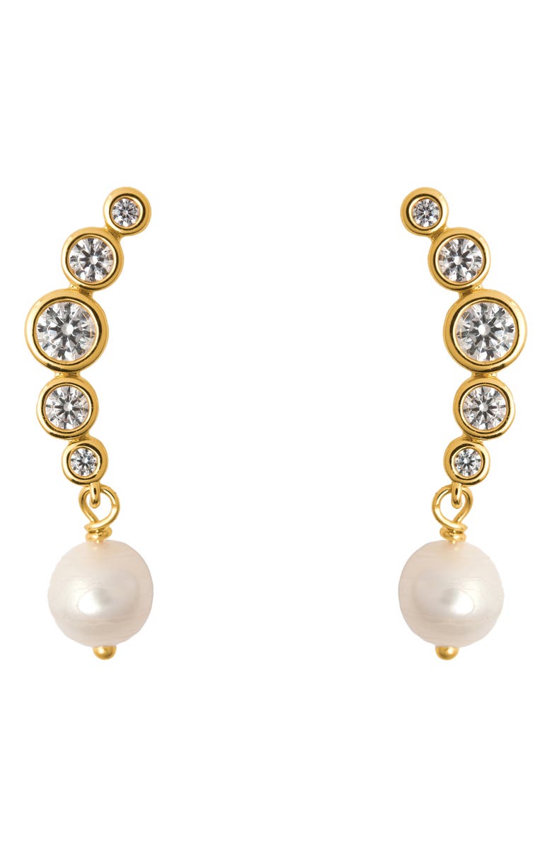 Éliou Elene Curved Bar Earrings, Main, color, Gold Plated