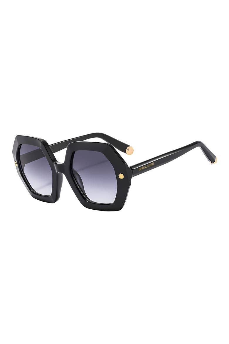 Haven 52mm Polarized Geometric Sunglasses, Alternate, color, BLACK/ BLACK
