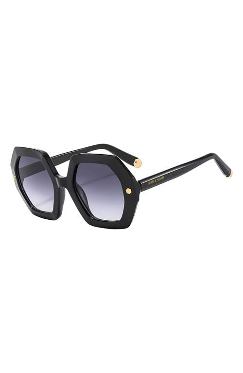Fifth & Ninth Haven 52mm Polarized Geometric Sunglasses In Black/black