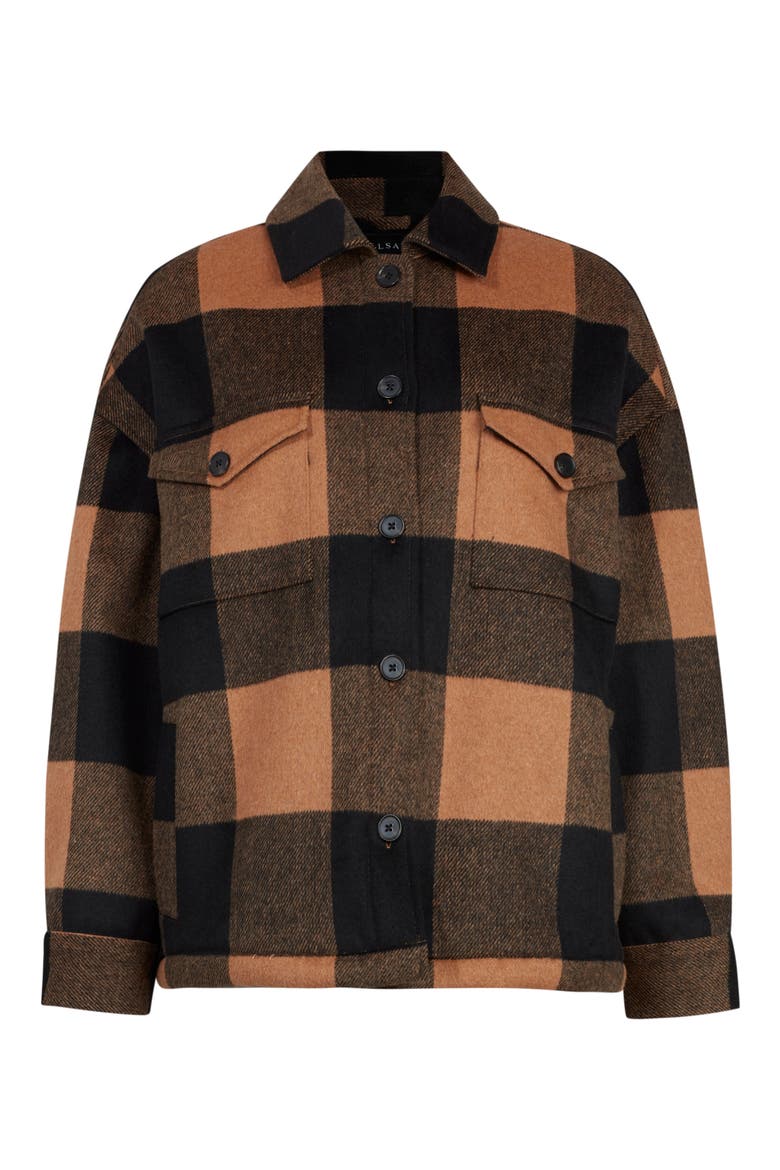 Luella Check Shirt Jacket, Alternate, color, BROWN/ BLACK