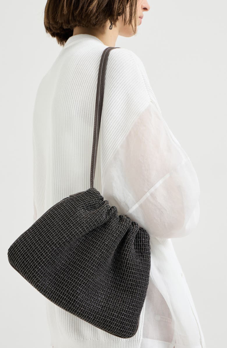 Brunello Cucinelli Riding leather soft pochette, Alternate, color, Black