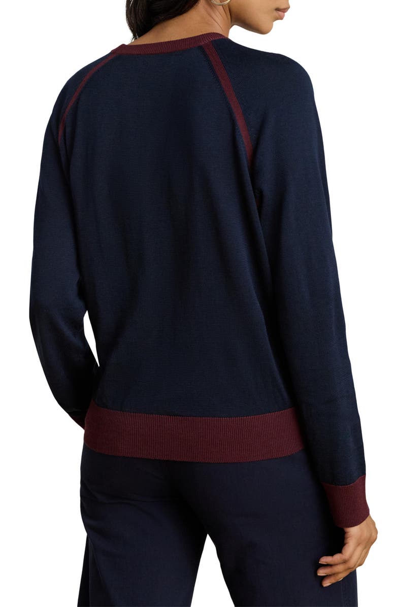 Lauren Ralph Lauren Equestrian Print Inset Crewneck Sweater, Alternate, color, Lauren Navy Multi