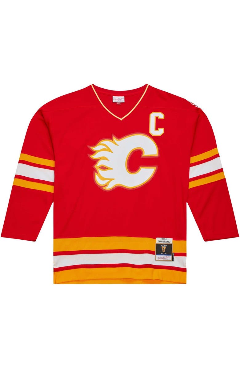 Mitchell & Ness Men's Mitchell & Ness Lanny McDonald Red Calgary Flames Captain Patch 1988/89 Blue Line Player Jersey, Alternate, color, 